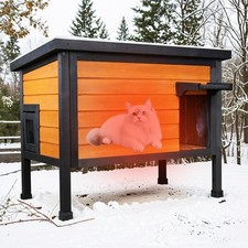 Outdoor Insulated Cat House Weatherproof Shelter with Escape Door
