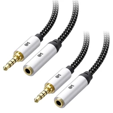 Cable Matters 2-Pack 6ft Headset Extension TRRS 3.5mm Mic Support Gaming Cable