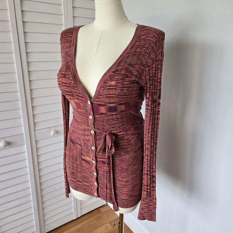 Suéter cárdigan acanalado con cinturón Anthropologie Nick & Mo para mujer M Western Cottage Foto 2 de 4