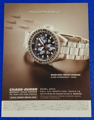 2005 CHASE DURER SILVER STEEL FIGHTER COMMAND SWISS ORIGINAL WRISTWATCH PRINT AD