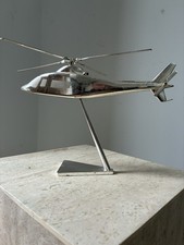 Agusta A-109 Italian Helicopter Scale Model Westlands Leonardo Silver Metal