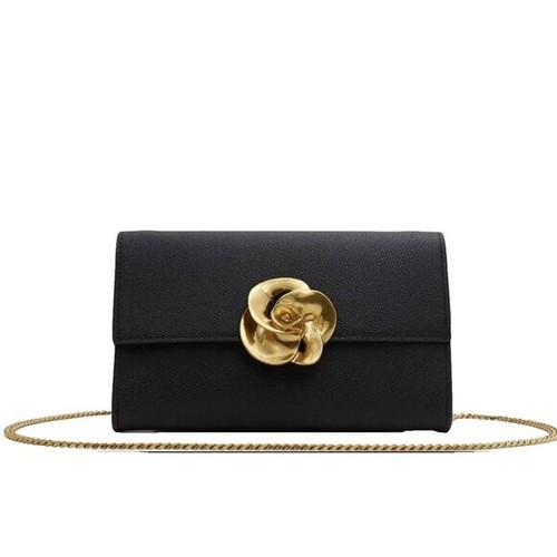 Ted Baker London Kira Rose Clutch Brushed Gold Black Leather Shoulder Handbag ne
