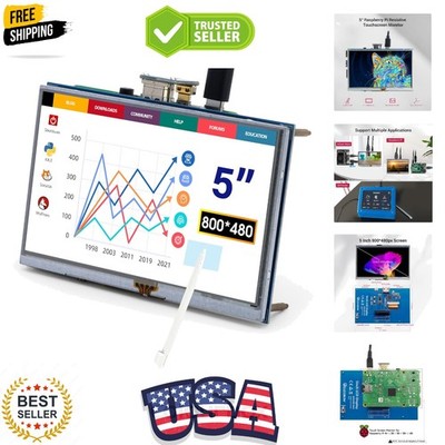 5-Inch Resistive Touch Screen TFT LCD Display, 800x480 HD Resolution, Compati...