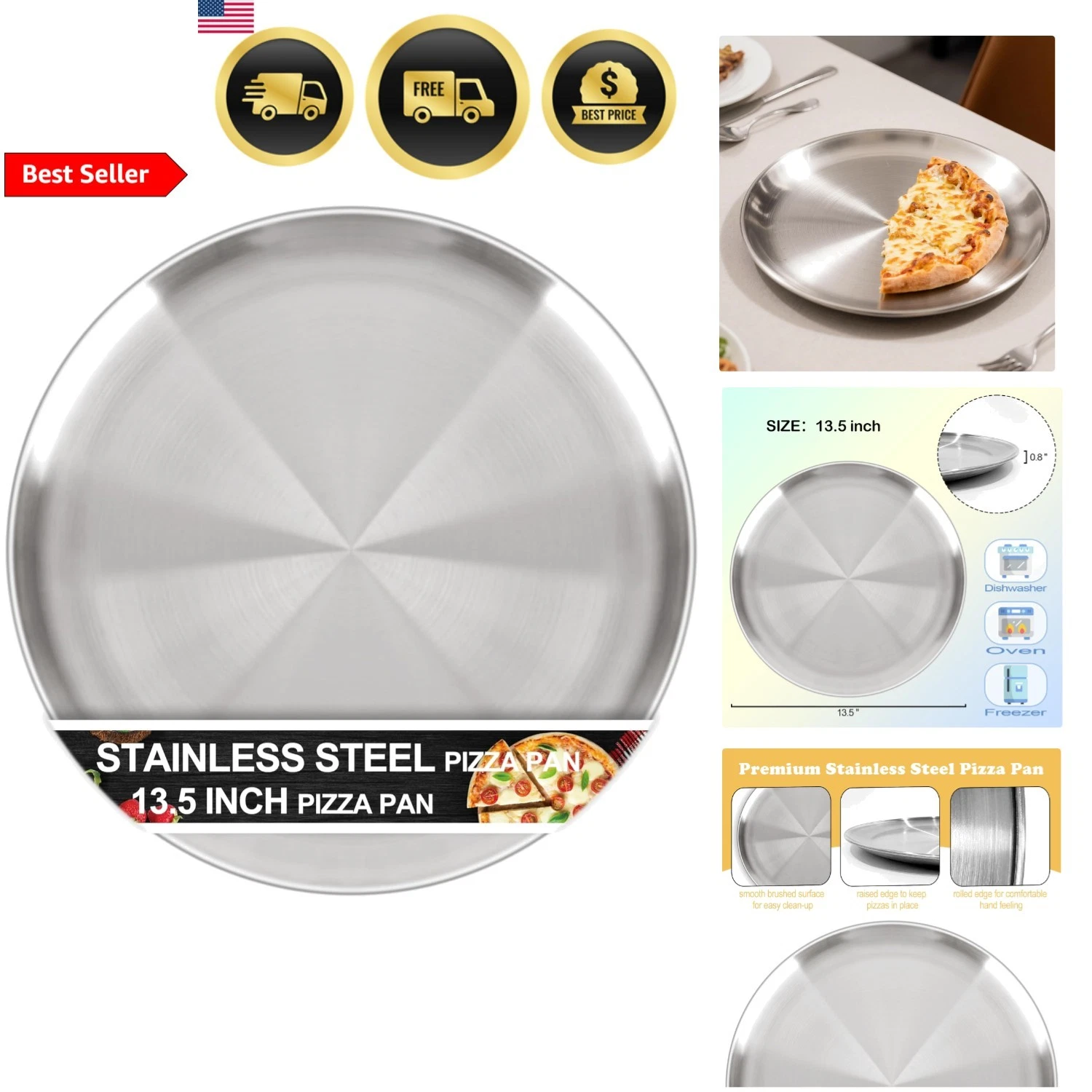 13½ Inch Pizza Pan for Oven, Non-Stick Large Round Stainless Steel Pizza Pans...
Opens in a new wind