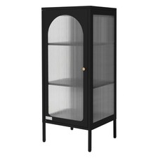 Vetrina 42x102x40 cm nera armadio in acciaio anta con chiusura magnetica