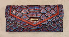 Brahmin VERONICA Trifold Envelope Leather Wallet VISTA BLUE VANZANT Red 