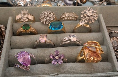 #ad Vntg Lot Of 12 Assorted Rings Stamped 925 14k Gold GE And More $166.00