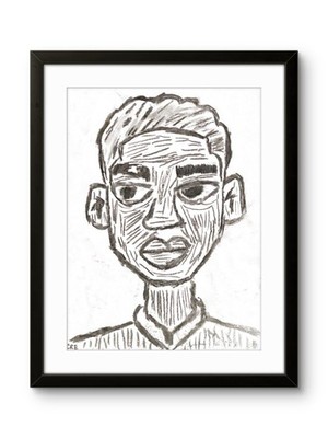 Neo Expressionism Black Boy Face Figure Person Drawing Sketch Original Art 11x14