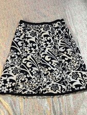 Old Navy Midi Floral Black White Vintage Skirt Size 1