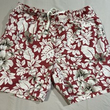 Tommy Bahama Relax Men s Large L Swim Trunks Red Hibiscus Floral Mesh Lined 90s