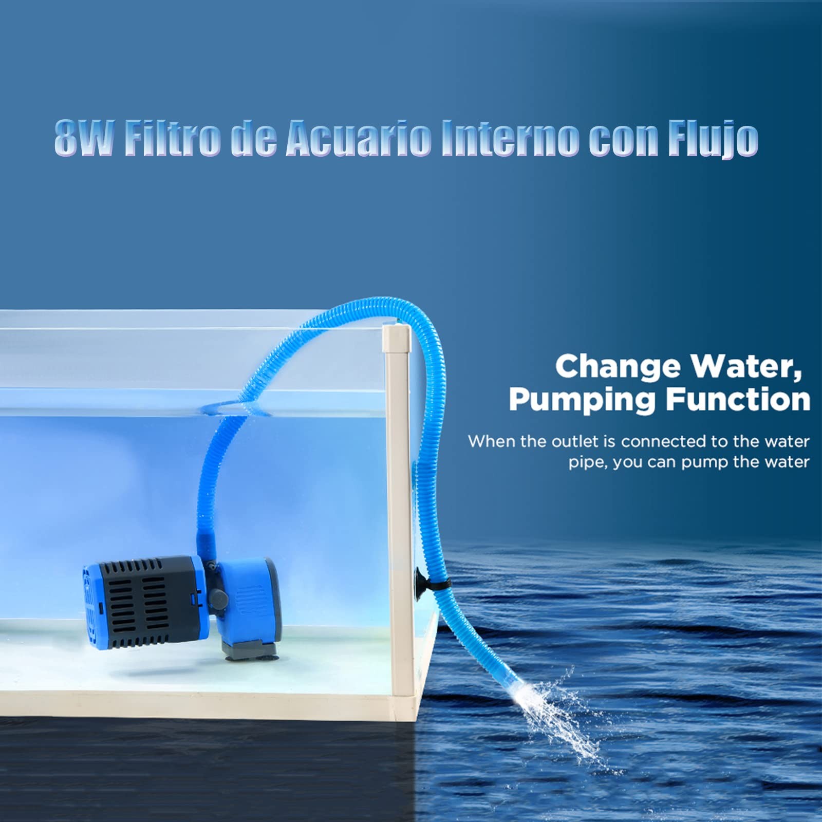FILTRO ACQUARIO INTERNO 8W 900 L/H PER ACQUA PULITA FLUSSO D'ARIA EFFICACE foto 4