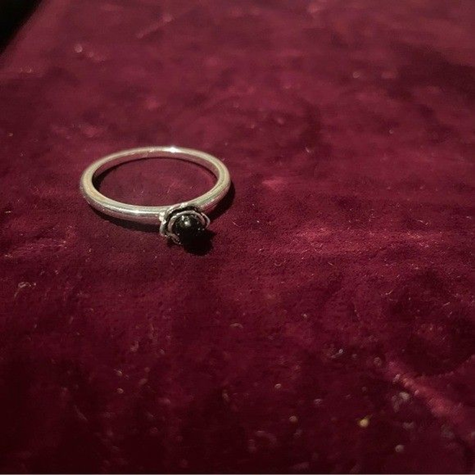 Silver Tone Stackable Statement Ring Set with Bla… - image 5