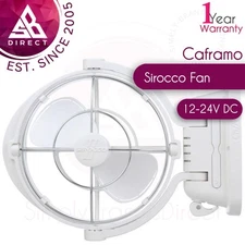 Caframo Sirocco Cabin Fan│12-24V DC│3 Speed Push Button│360° Rotation│White