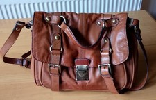 Tan soft leather satchel shoulder bag Clarkes