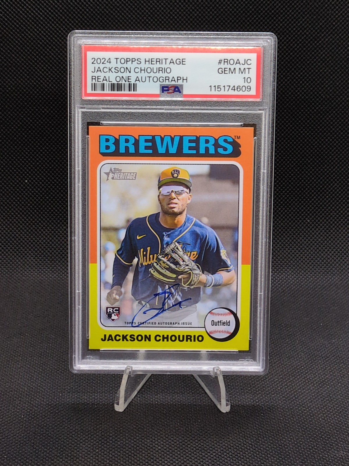 2024 Topps Heritage Jackson Chourio Real One Auto Rookie RC PSA 10 #ROAJC