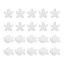20 Pcs Fish Starfish Porcelain Beads, 8 mm Ceramic Handmade Beads, White