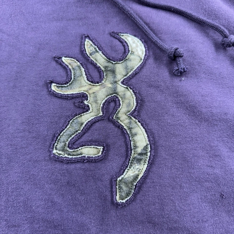 复古 Browning 连帽衫女式 M 紫色运动衫狩猎枪支标志毛衣 — 第 4/4 张图片