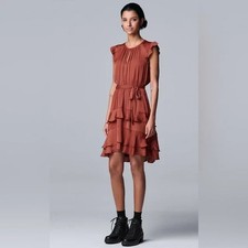 SIMPLY VERA WANG Sleeveless Tiered Rust Dress Size M