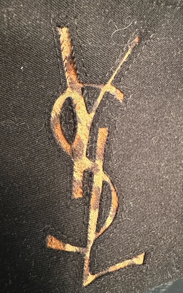 YSL Yves Saint Laurent Bolsa Negro Logo Estampado Leopardo Cartera Bolso de Maquillaje Foto 4 de 4