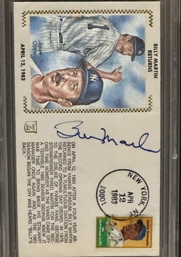 Billy Martin Framed 16x20 Matted Picture Cut Signature Jackie Robinson Stamp PSA - Picture 10 of 10