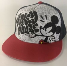 Disney Parks Angry Mickey Blue With Red Adult Snapback Hat MM28