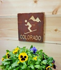Ski Colorado/Rustic Wood Sign/Mountains/Snow Skiing/Snow Boarding/Cabin/Home
