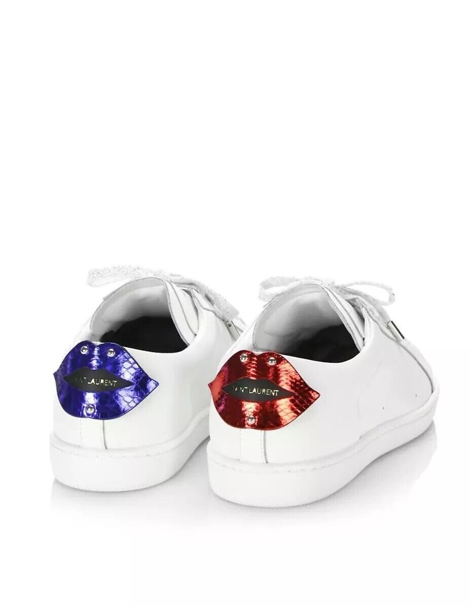 Saint Laurent Calfskin Metallic Ayers Signature Court Lips with Shoe Bag