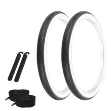 PRO Bicycle Tire 26" x 2.00" W-2018 Black/White 2 Tire Tube Lever Smooth Roa