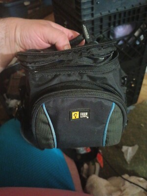 SLR Black Blue Inside Zoom Camera Holster Case by Case Logic w Shoulder Strap