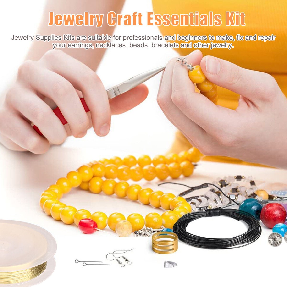 1000/1010Pcs Jewelry Making Kit Pin DIY Beading Repair Tools Craft Supplies  Set