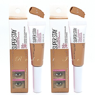 *LOT OF 2* Maybelline Super Stay 24H Full Coverage Under-Eye Concealer 45 TAN