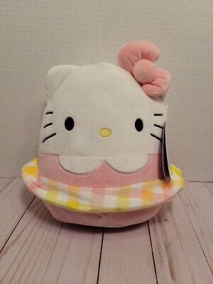 Squishmallows Hello Kitty Easter 2023 8'' Plush SANRIO NWT Pink Bow Plaid Skirt