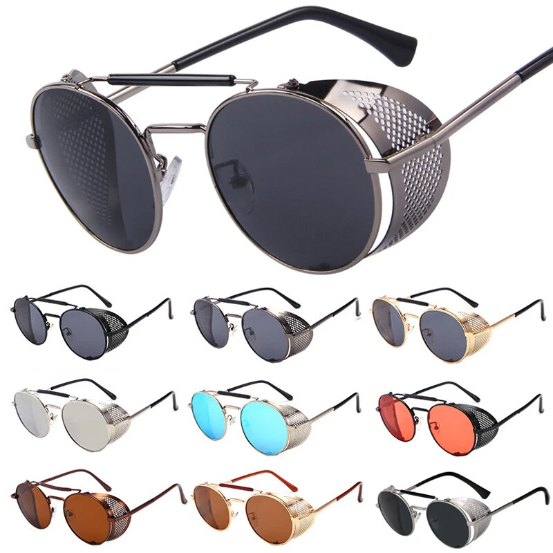 Wholesale Custom Retro Vintage Circle Men Steampunk Round Sunglasses Shades  for Men Sunglasses Fashion Sunglasses Mirror PC Alloy From m.