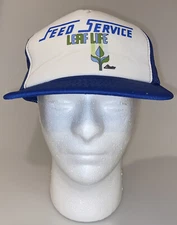 Vintage Foam Mesh Trucker Feed Services Snapback Hat Blue Agriculture Farming 