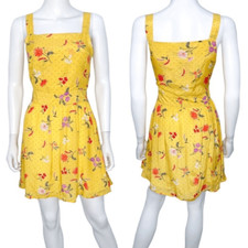Anthropologie LAIA Desiree Dress Mini Short Floral Print in Yellow Women’s Sz S