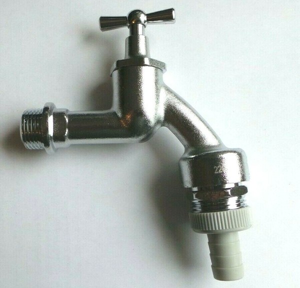 "Maschinen-Anschlussventil Auslaufventil Auslaufhahn 1/2\" Messing-Chrom"-image