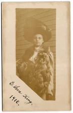 Woman with Hat and Furs - E. Vera King 1910 RPPC Real Photo Unposted Postcard