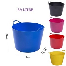 Whitefurze Flexi Tub With Handle Builder Bucket Trug Construction Container     