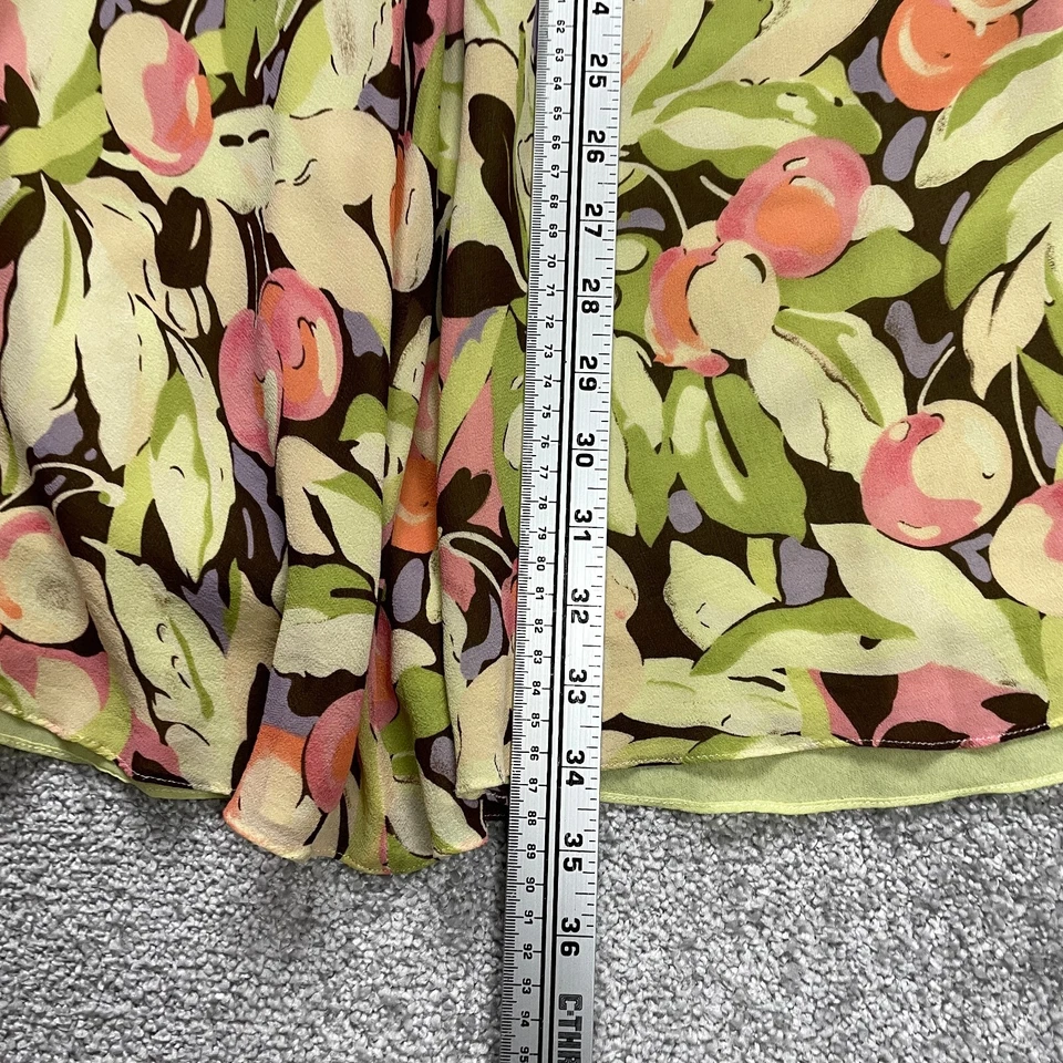 Dana Buchman Skirt Womens 18 Green Floral A Line Vintage Button Up Chiffon Midi - Image 3 of 4