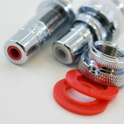 2pairs Rhodium Brass RCA Female Socket Chassis Connector Phono Amp Audio Plug