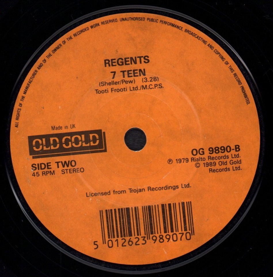 Mobiles/Regents Drowning In Berlin/7 Teen 7" vinyl UK Old Gold 1989