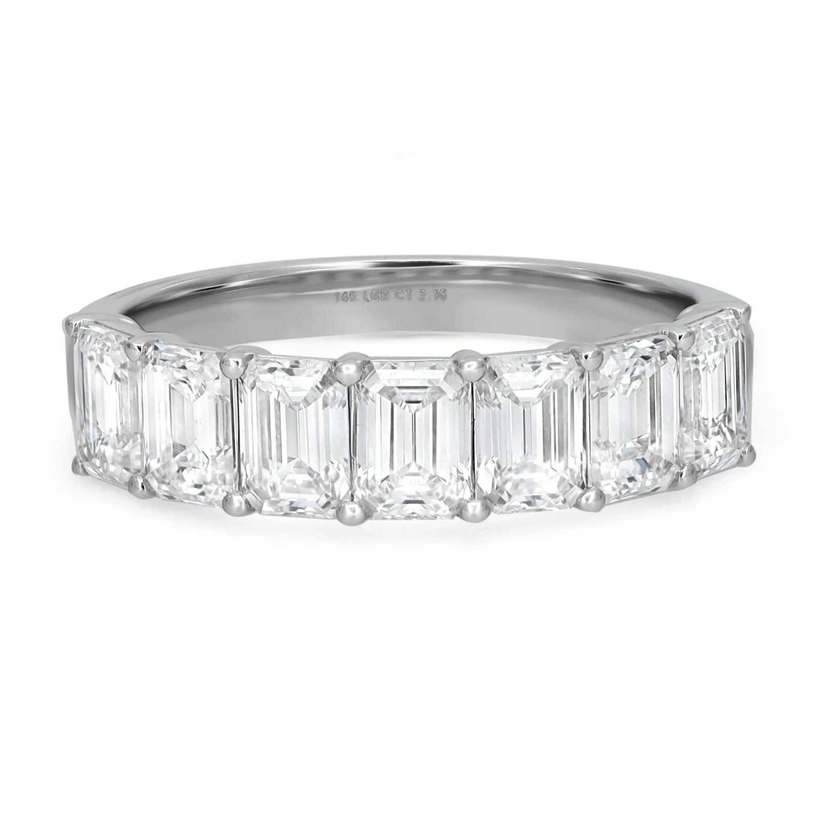 Emerald Cut Lab Grown Diamond Wedding Band Ring 14K White Gold 2.16Cttw Size 6