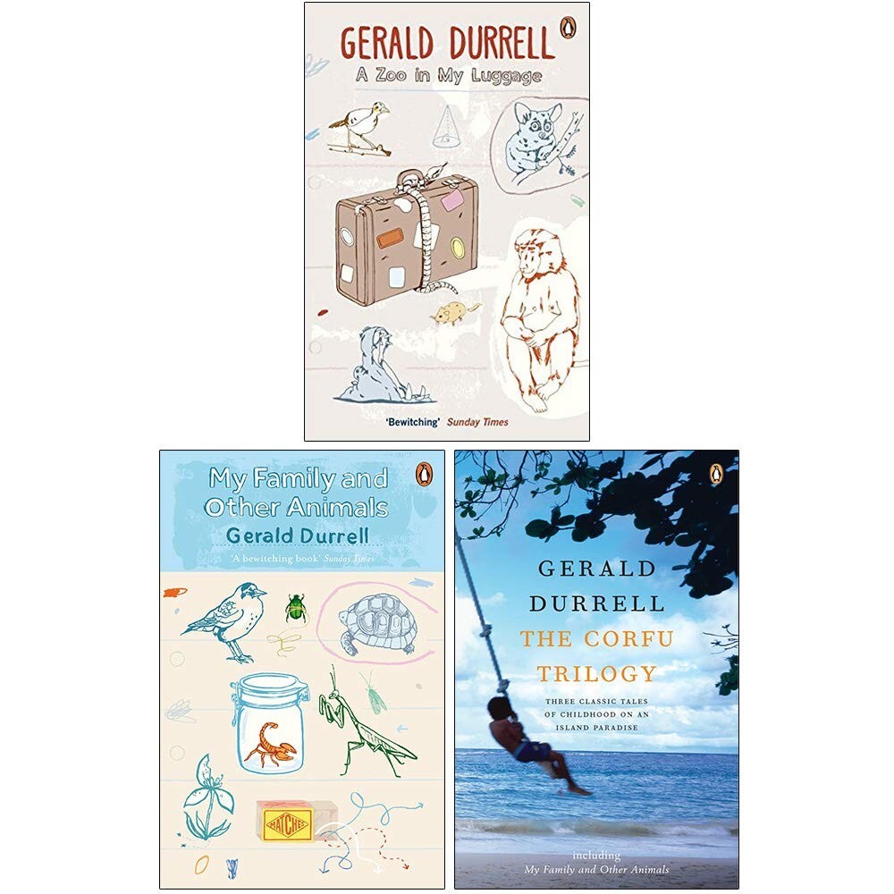 Gerald Durrell 3 Books Set Zoo in My Luggage, Corfu Trilogy, My Family and Other