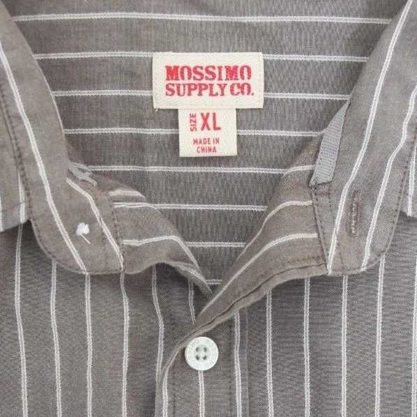 Camisa de Vestir Mossimo Manga Larga XL X-Large Gris Blanco Botón Frontal Para Hombre 1-778 Foto 4 de 4