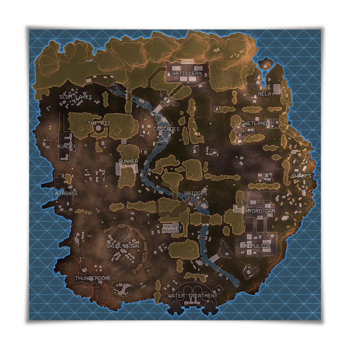 Battle Royale Map Poster Game Map Print 80x80cm Wall Art For Apex