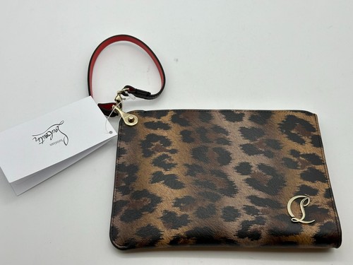 Christian Louboutin CL Logo Mini Zip Pouch Clutch Bag Wristlet Leopard $690 - 第 7/13 張圖片