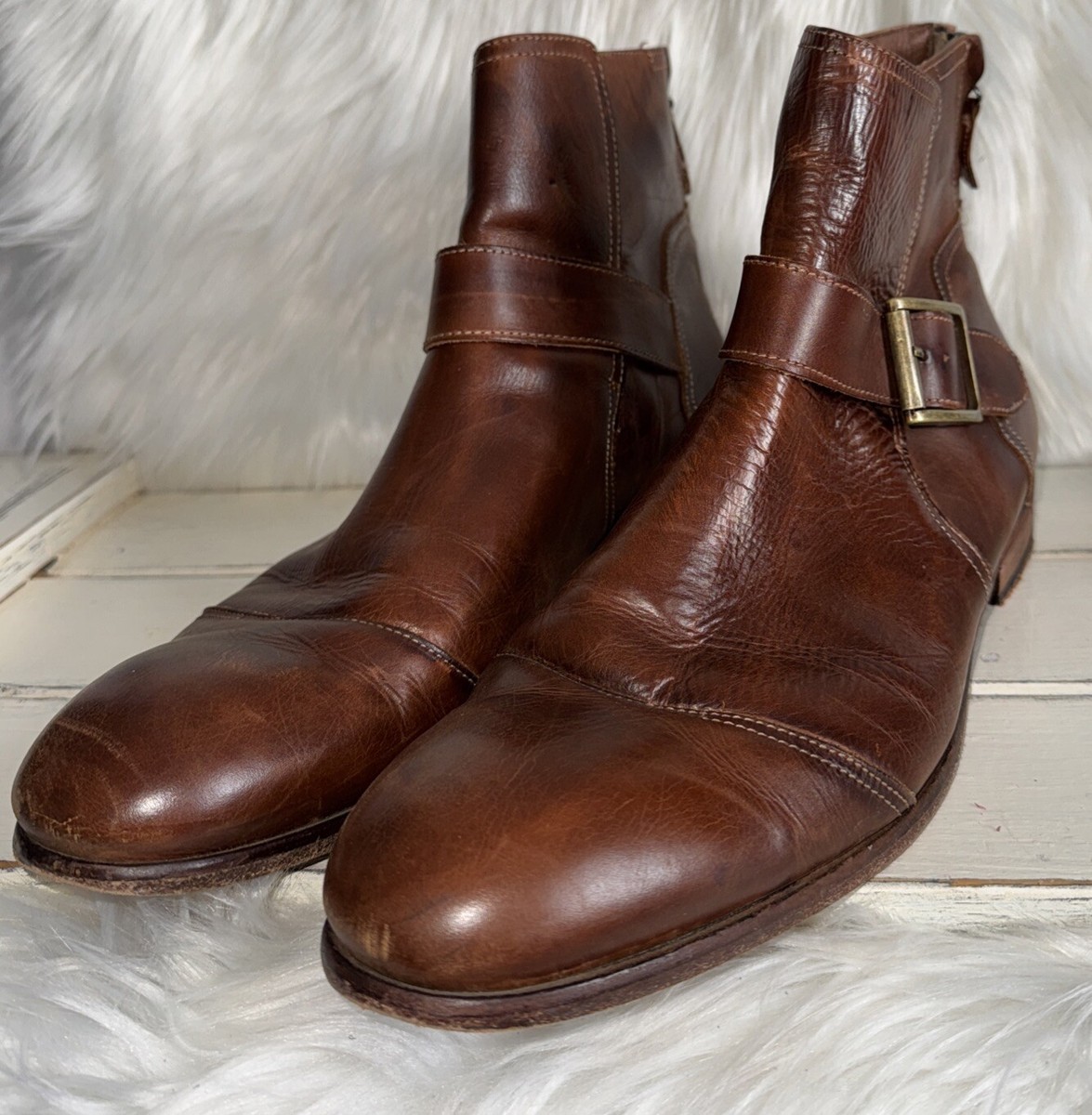 Men\'s Brown Leather Chelsea Boots Donald J Pliner 11 med Donald Pliner Croc Embossed Leather Chelsea Boot (Men  main image 4