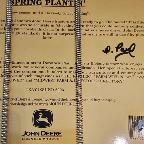 2003 John Deere Metal Tray Signed Dorothy Paul "Spring Plantin" w/Wall Hanging - Picture 9 of 9