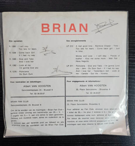 Brian Bastow The Girl Who Plays Bass Guitar / Half Hearted BELGIUM 45 7" Vinyl - Picture 2 of 6