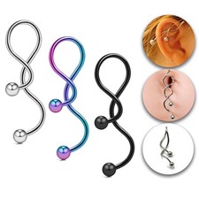 1Pc Unisex Twist Belly Rings 316L Steel Spiral Earrings Body Piercing Jewelry